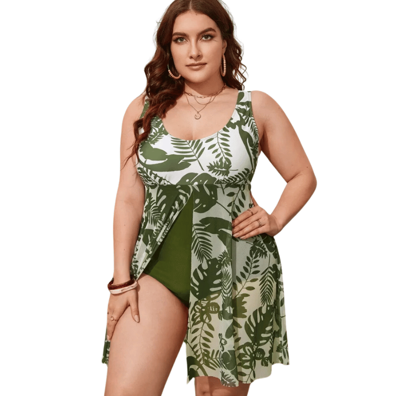 Maiô Plus Size Com Saia Peça Única Verde - Vilumagazine