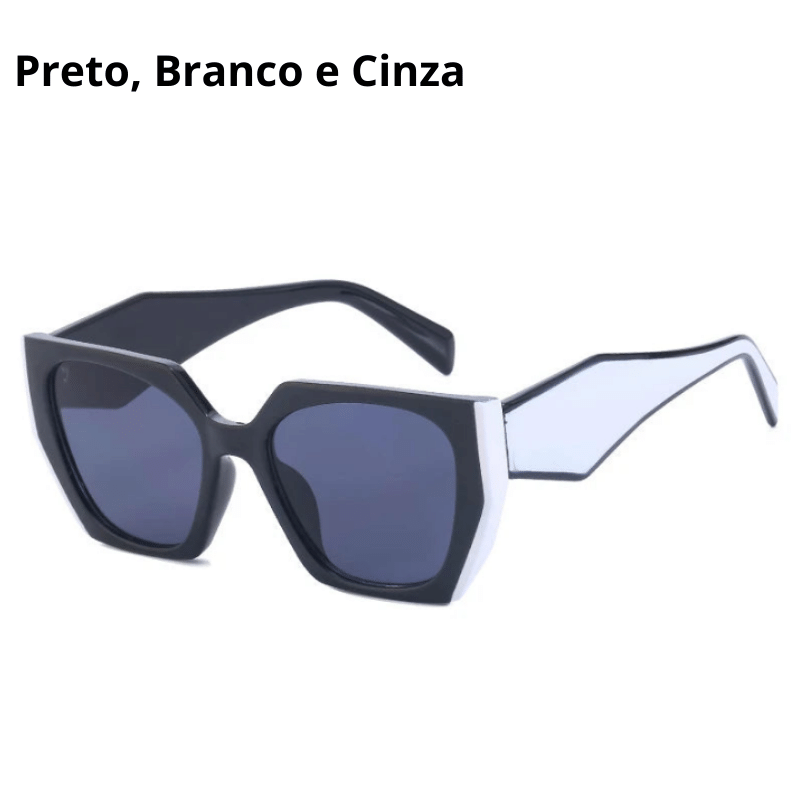 Óculos de Sol Feminino Luxo Vintage Preto. Branco e Cinza- Vilumagazine