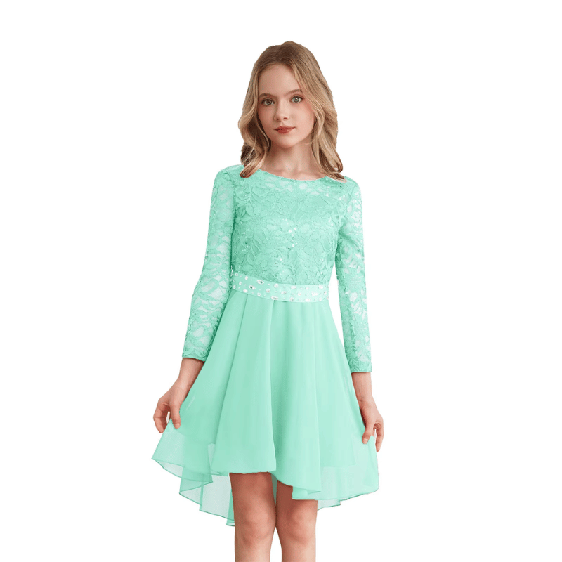 Vestido de Festa Elegante de Chiffon Adolescente Verde Menta - Vilumagazine