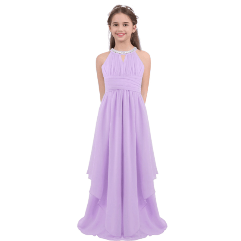 Vestido de Festa Longo de Chiffon Para Adolescentes Lavanda - Vilumagazine