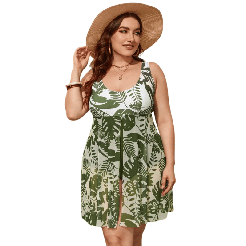 Maiô Plus Size Com Saia Peça Única Verde - Vilumagazine