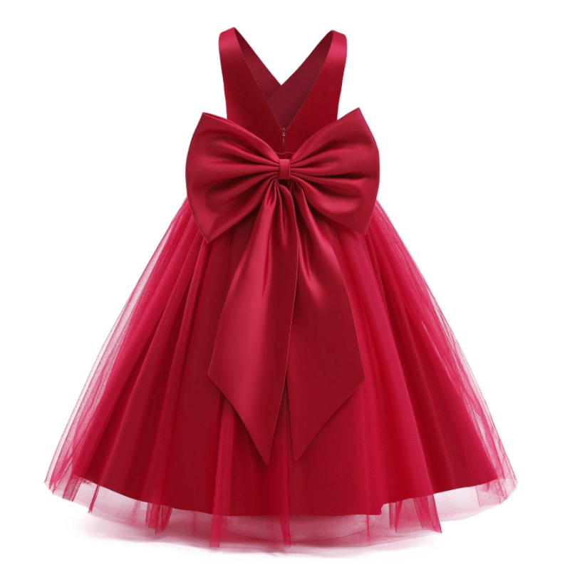 Vestido de Baile Feminino com Laço Para Criança e Adolescente Vermelho - Vilumagazine