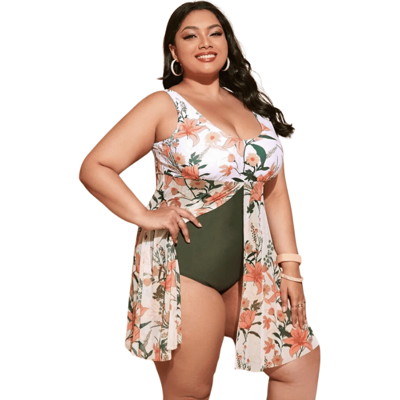 Maiô Plus Size Com Saia Peça Única Branco - Vilumagazine