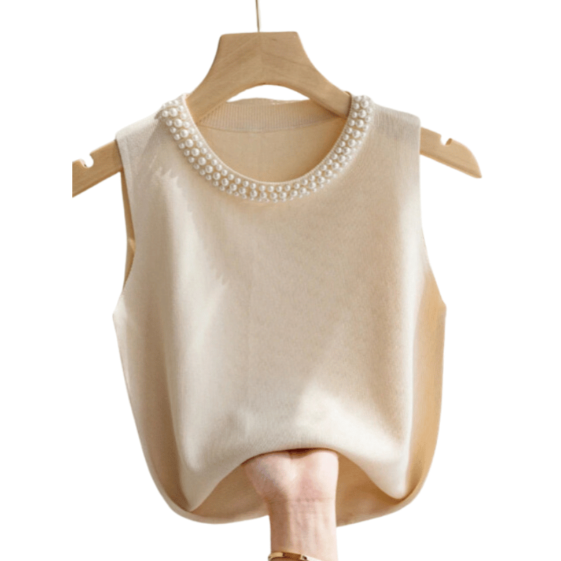 Blusa de Malha Feminina com Pedraria Bege - Vilumagazine