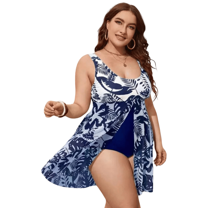 Maiô Plus Size Com Saia Peça Única Azul - Vilumagazine