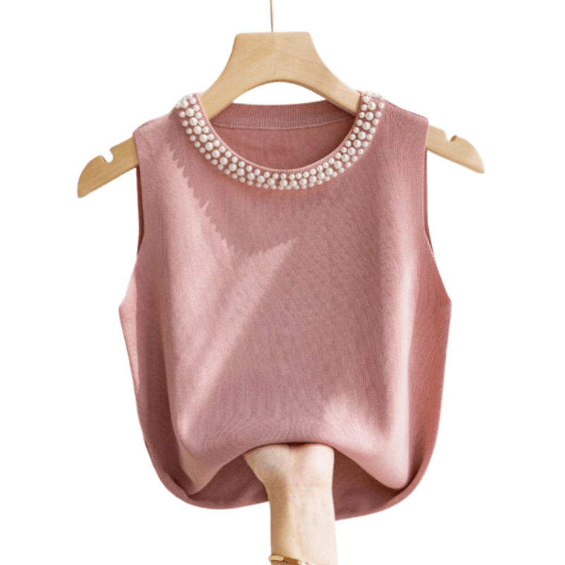 Blusa de Malha Feminina com Pedraria Rosa - Vilumagazine