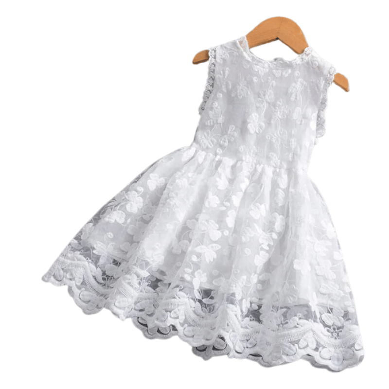 Vestido Infantil com Renda Floral Branco - Vilumagazine