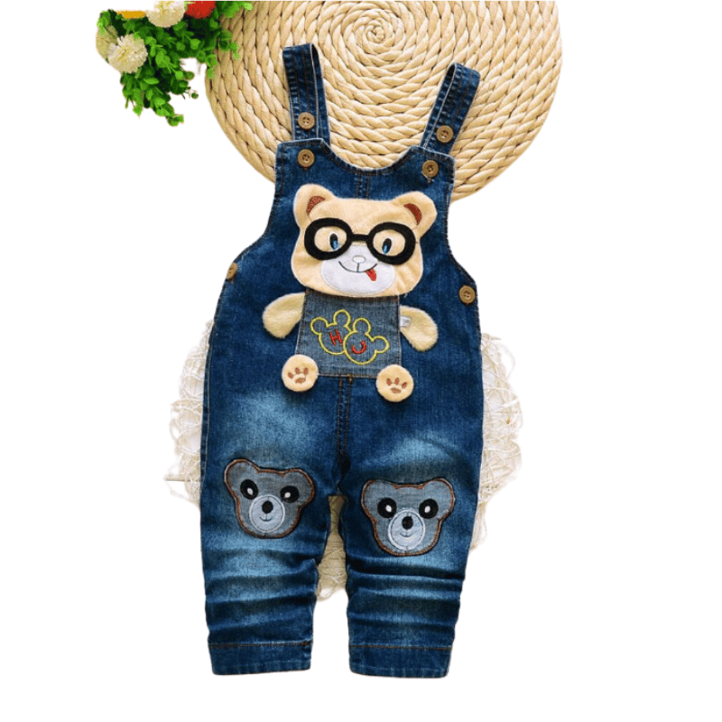 Macacão Infantil Jeans Meninos Urso - Vilumagazine