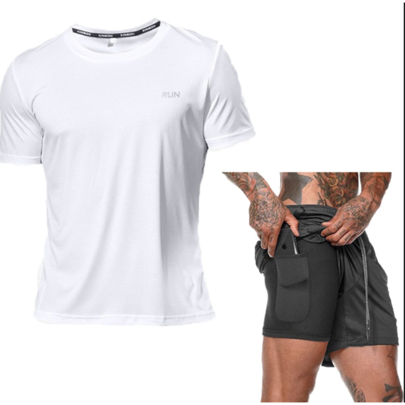 Conjunto de Treino Masculino - Branco e Cinza - Vilumagazine