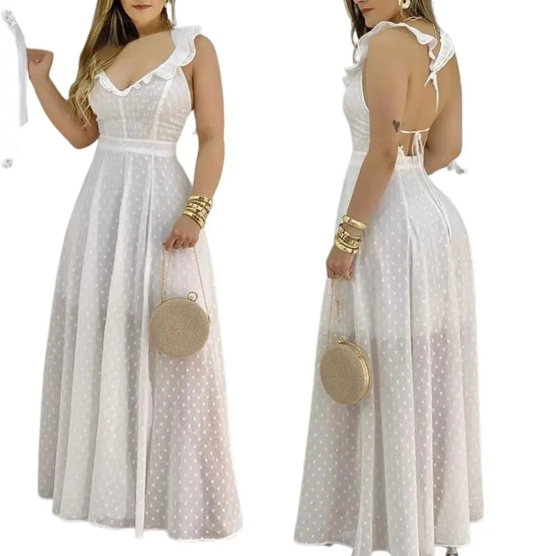 Vestido Leve de Malha Saia Longa Branco - Vilumagazine