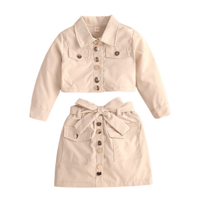 Conjunto Infantil Meninas Saia e Jaqueta -Branco - Vilumagazine