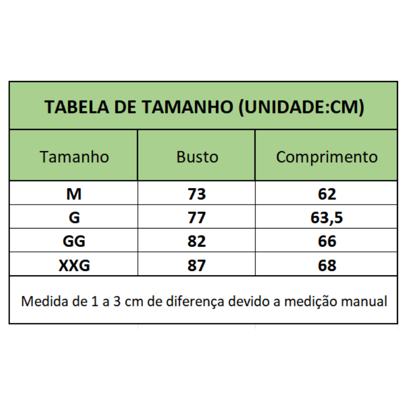 Regata Masculina Sem Mangas Esportiva Tabela de Medidas- Vilumagazine