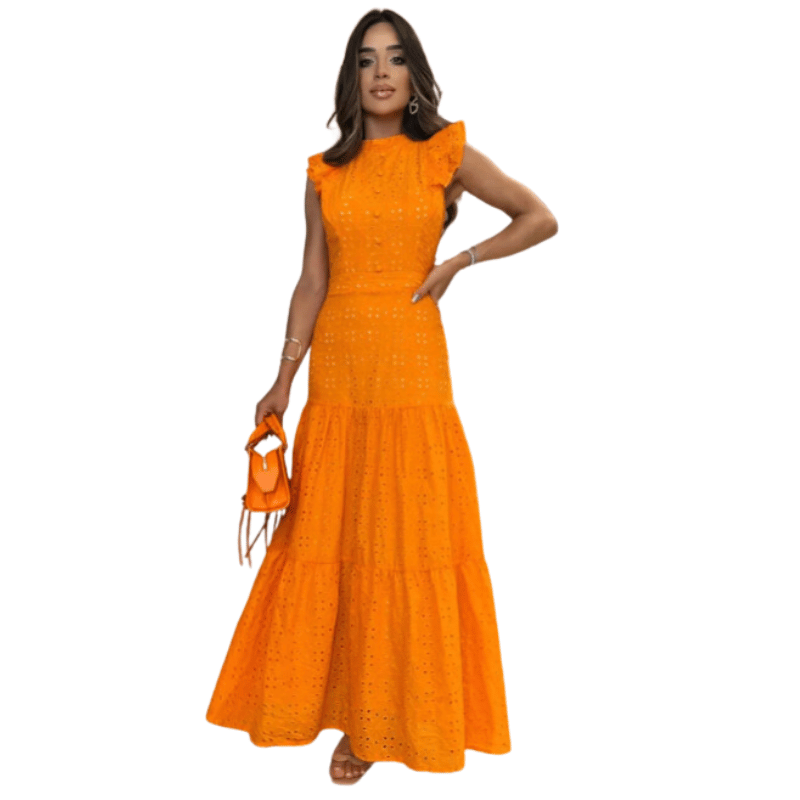 Vestido Feminino Longo Elegante Boêmio Amarelo - Vilumagazine