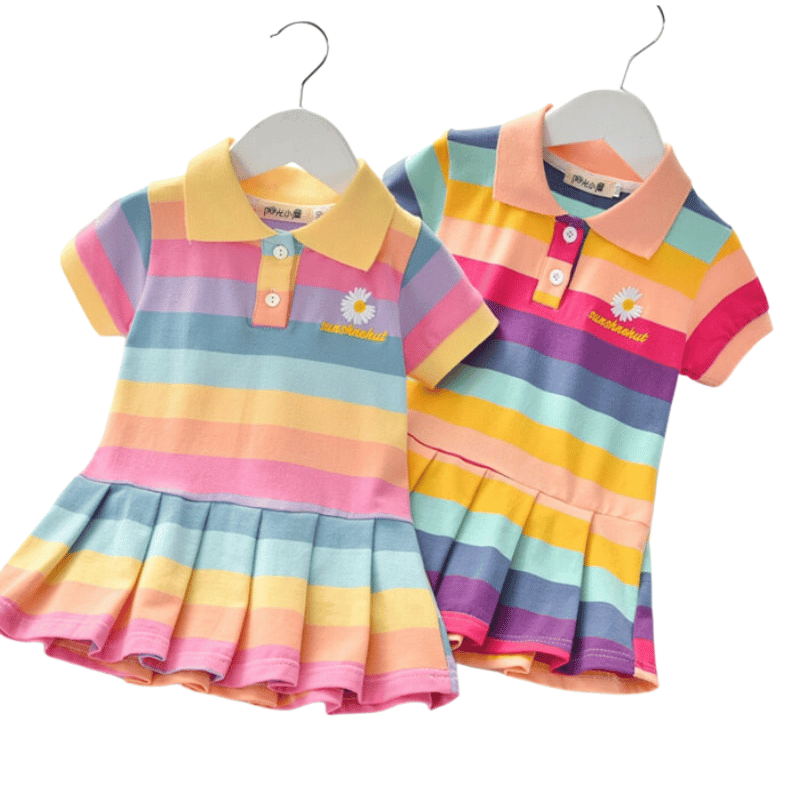 Vestido Infantil Arco-Íris Listrado - Vilumagazine