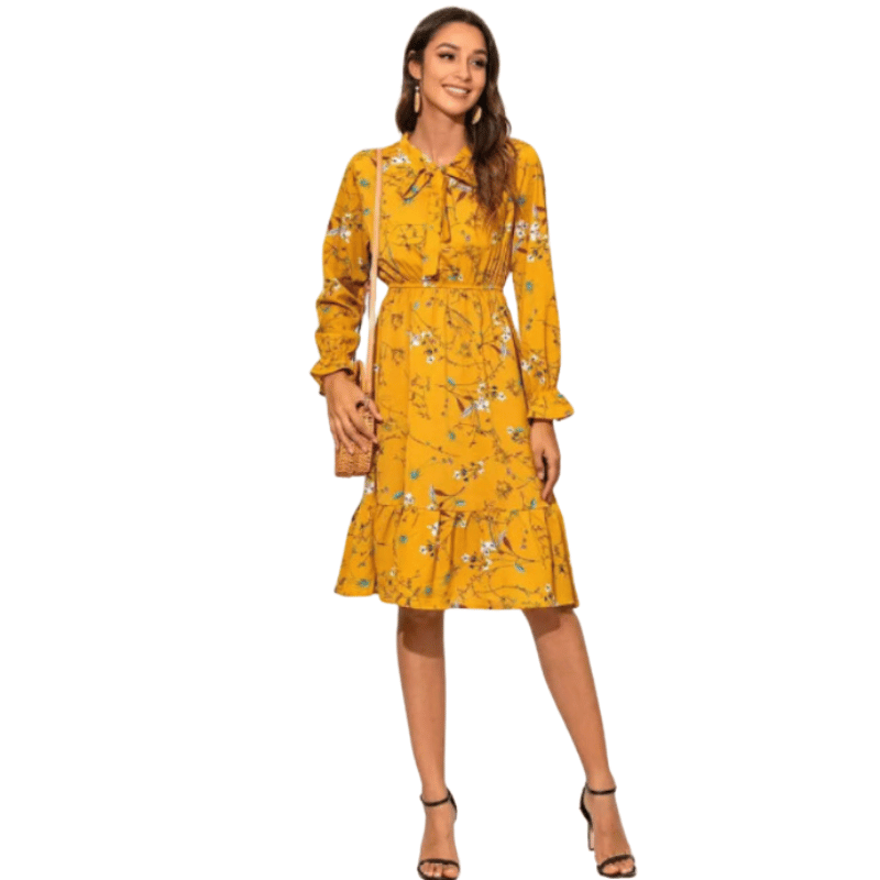 Vestido Floral Chiffon Amarelo - Vilumagazine