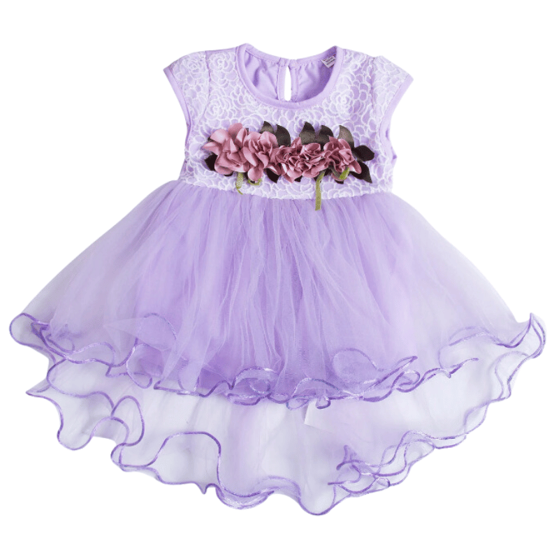 Vestido Infantil Renda com Rosas Roxo - Vilumagazine