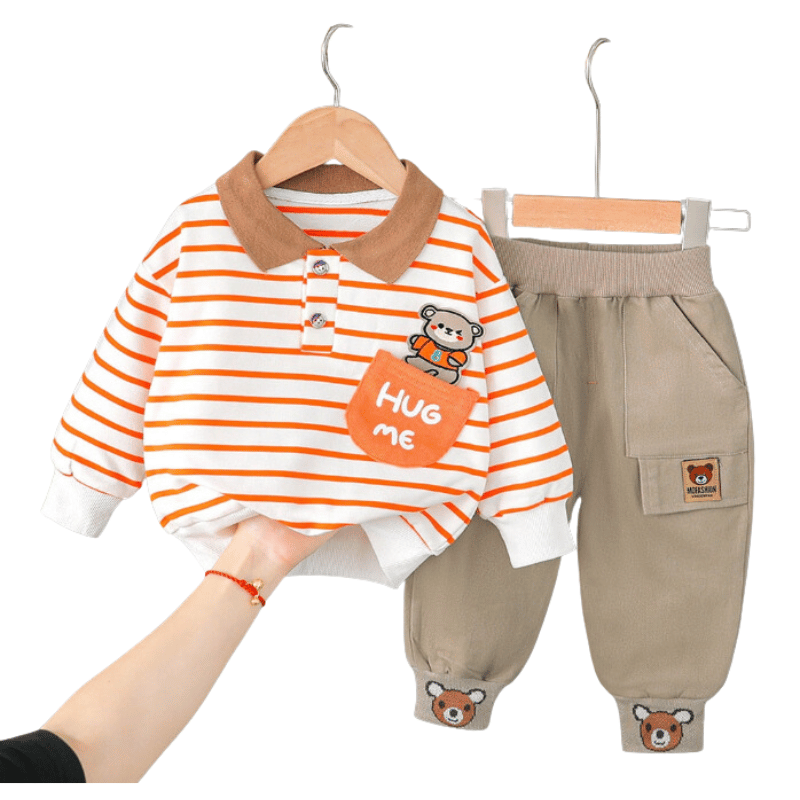 Conjunto Para Bebê de Moletom e Calças Laranja - Vilumagazine