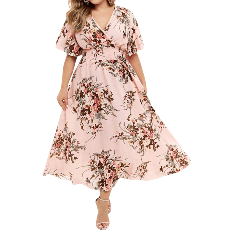 Vestido Plus Size Solto Moda Verão Rosa - Vilumagazine