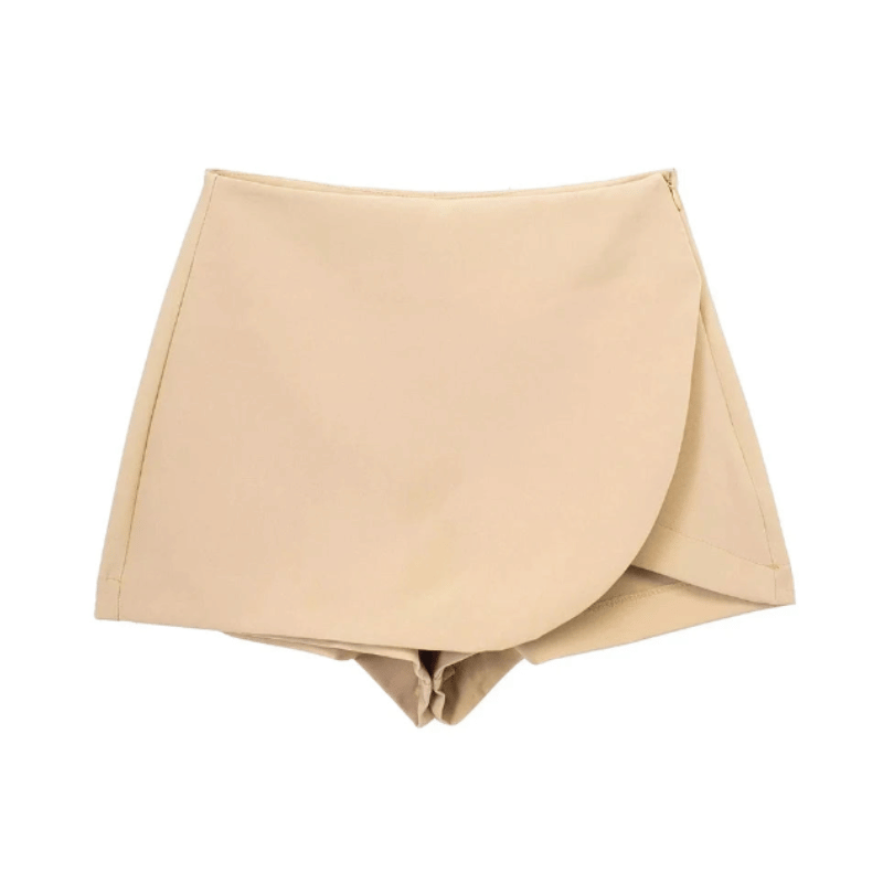 Shorts Saia Zíper Lateral Bege - Vilumagazine