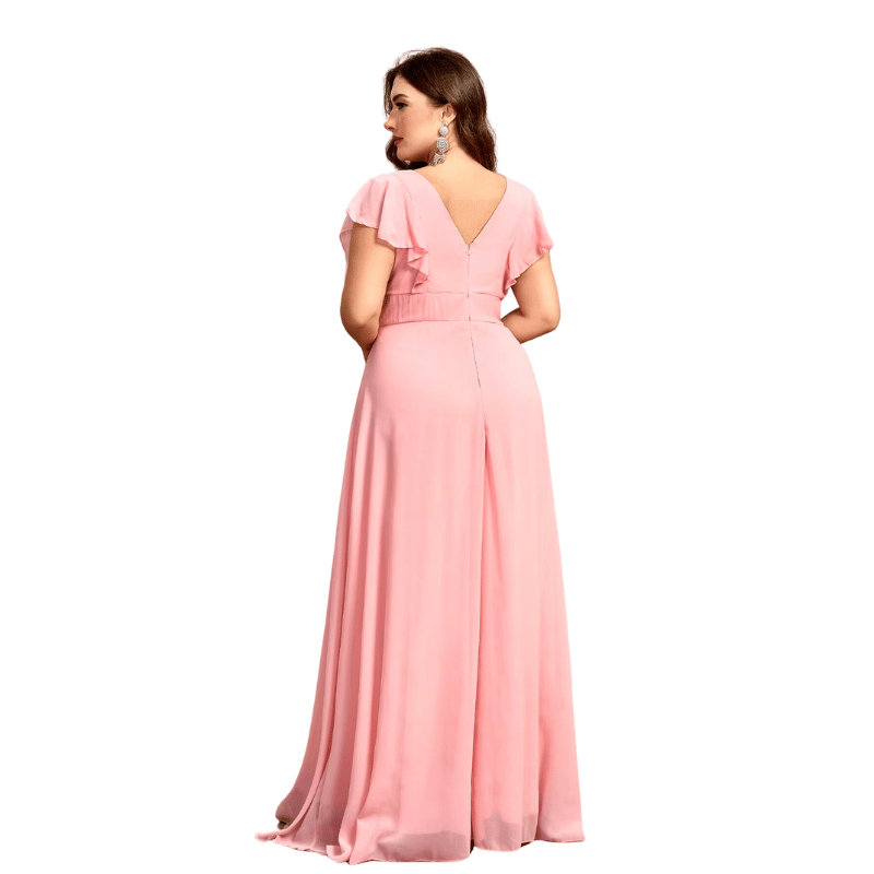 Vestido de Festa Plus Size em Chiffon Rosa - Vilumagazine