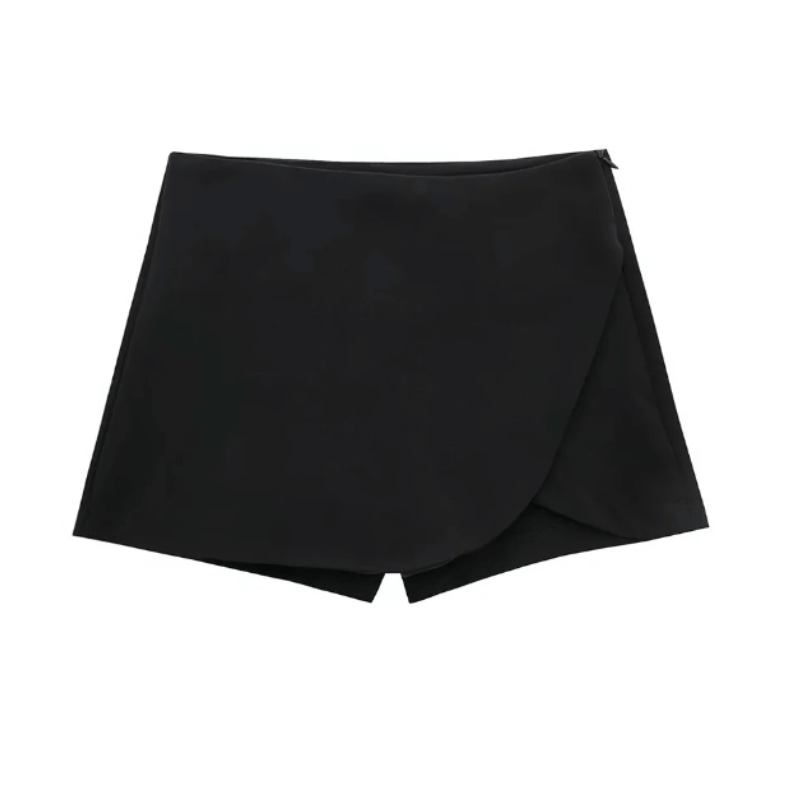 Shorts Saia Zíper Lateral Preto - Vilumagazine