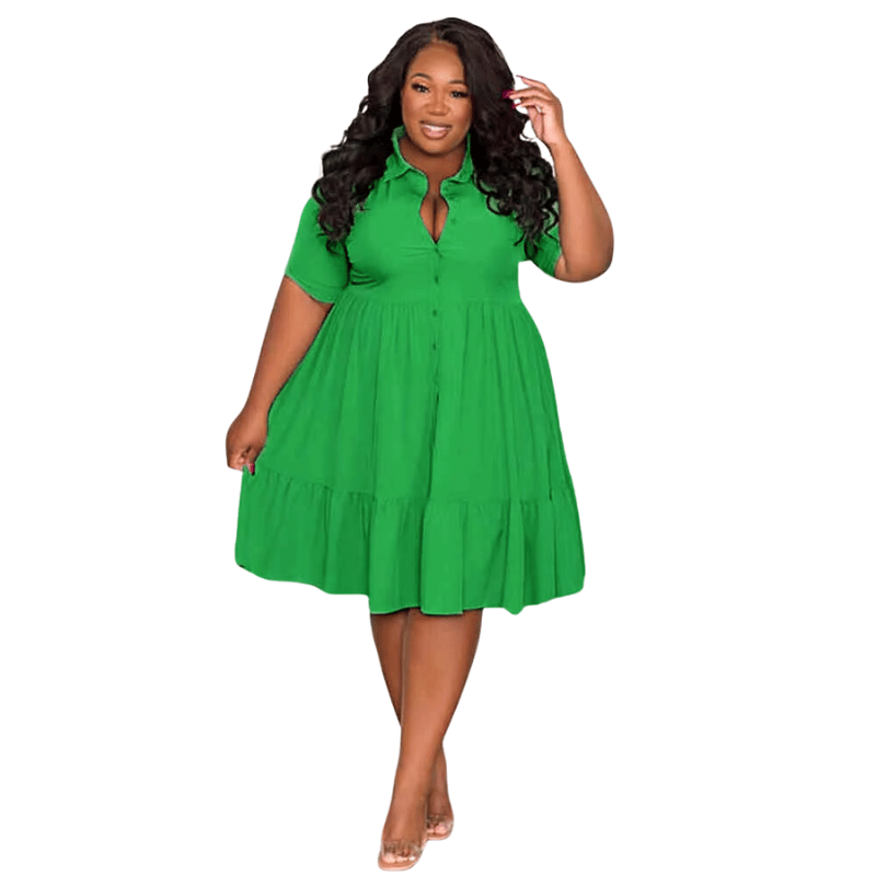 Vestidos de Verão Plus Size Elegante Verde - Vilumagazine