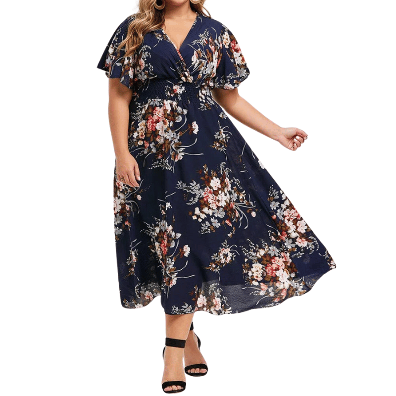 Vestido Plus Size Solto Moda Verão Azul Marinho - Vilumagazine