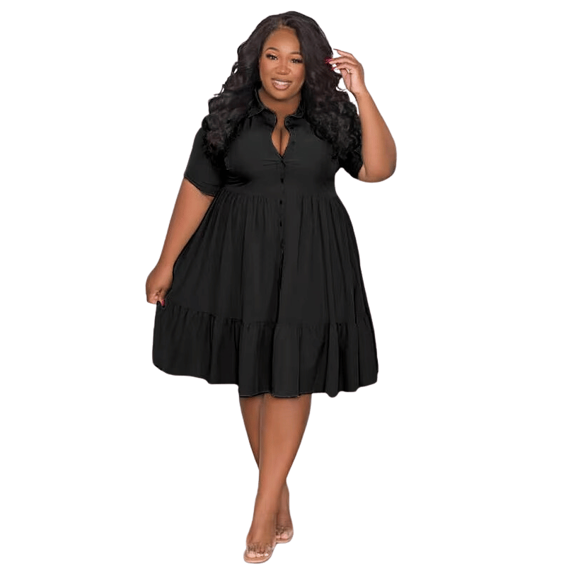 Vestidos de Verão Plus Size Elegante Preto - Vilumagazine