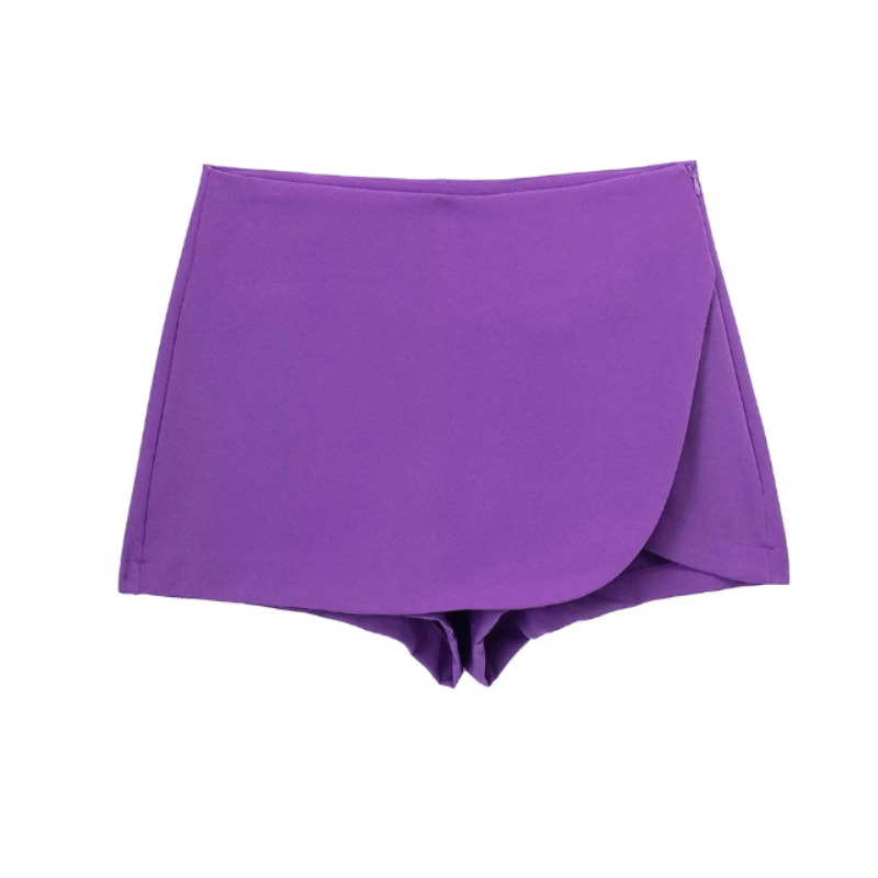 Shorts Saia Zíper Lateral Roxo - Vilumagazine