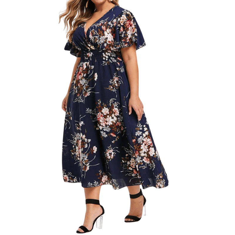 Vestido Plus Size Solto Moda Verão Azul Marinho - Vilumagazine