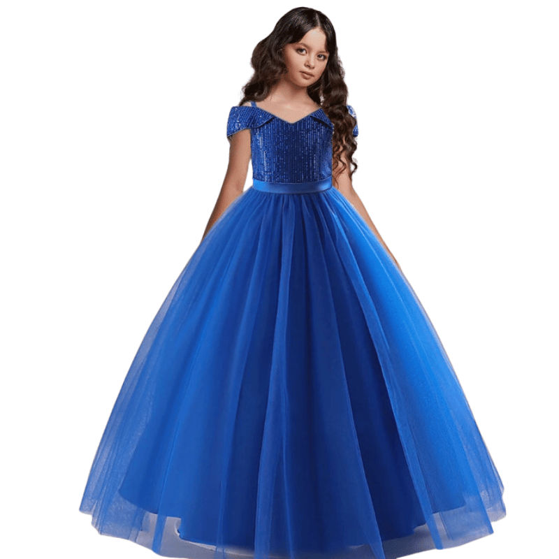 Vestidos de Festa Longo com Lantejoulas de Princesa Azul - Vilumagazine