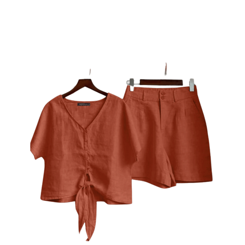 Conjunto Feminino Casual Blusa e Shorts Laranja - Vilumagazine