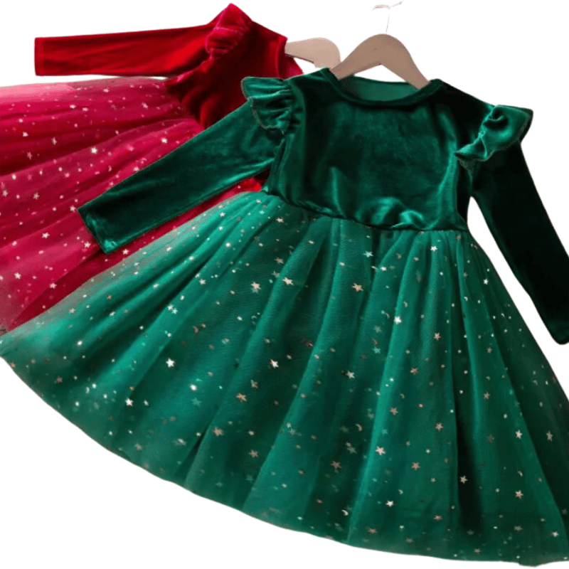 Vestido Infantil Manga Longa e Tule Tutu - Vilumagazine