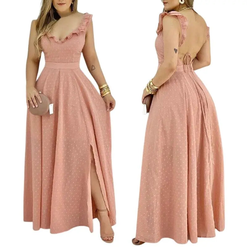 Vestido Leve de Malha Saia Longa Rosa - Vilumagazine