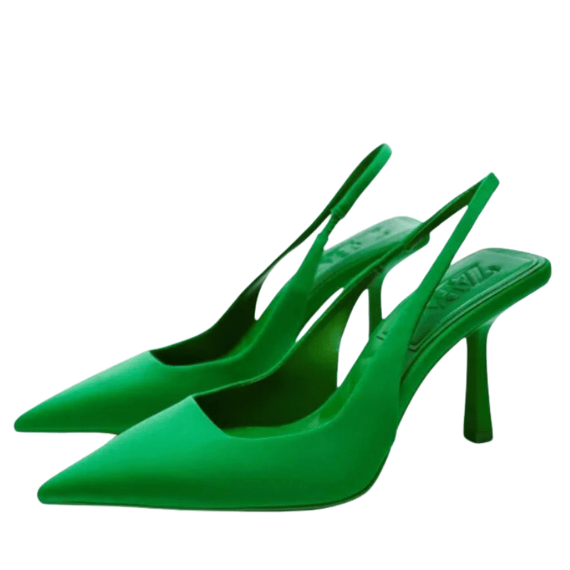 Sapatos Femininos de Salto Alto com Ponta Fina - Verde - Vilumagazine