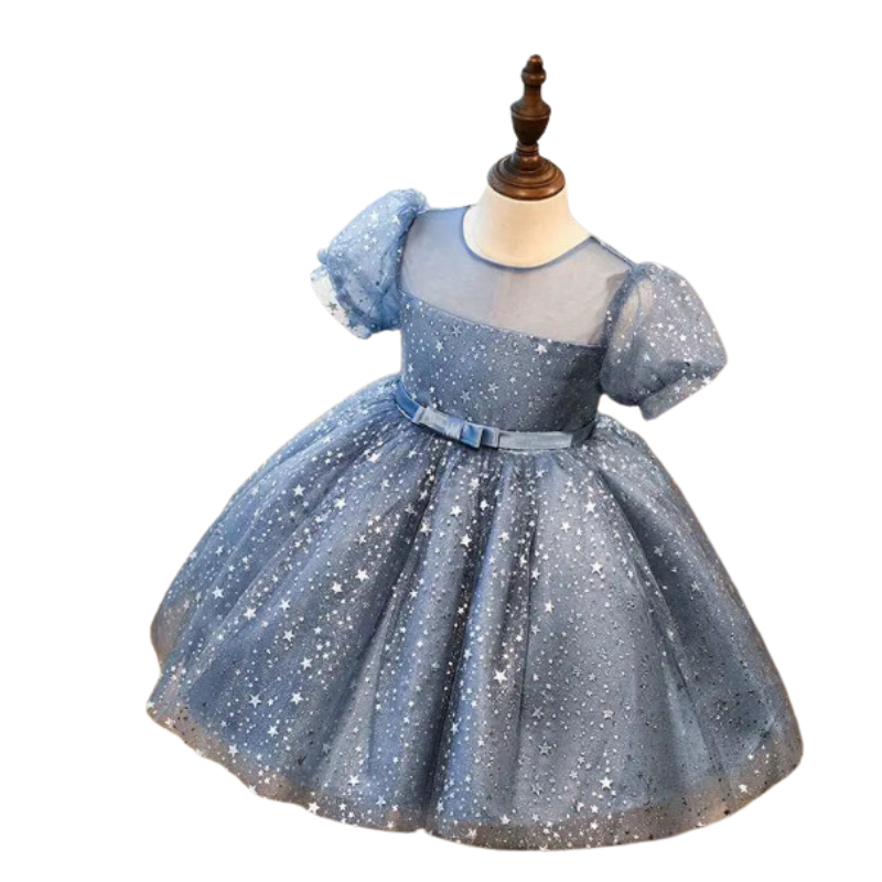 Vestido de Princesa Infantil Lantejoulas Estreladas - Vilumagazine