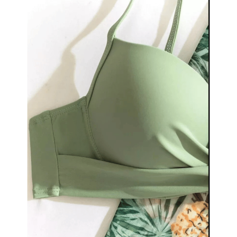 Conjunto de Três Peças Biquíni e Túnica Verão Verde - Vilumagazine