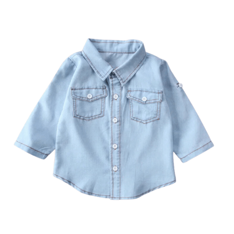 Camisa Jeans Infantil Menino Manga Longa - Vilumagazine