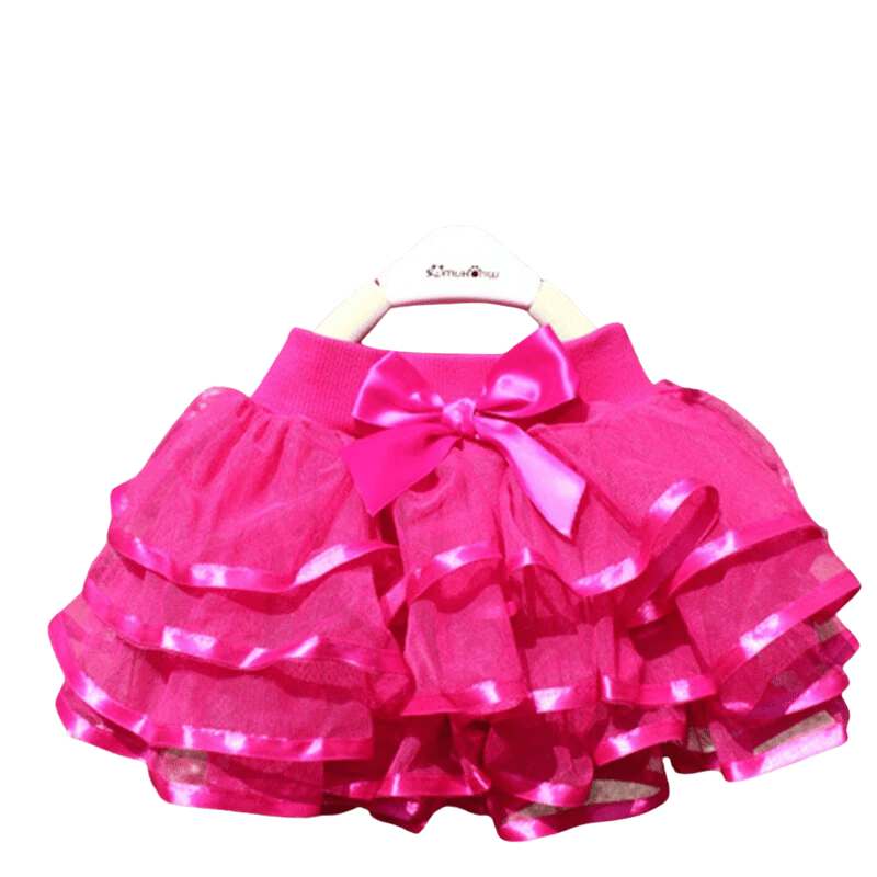 Mini Saia Tutu de Tule Infantil Arco-íris Rosa Escuro - Vilumagazine