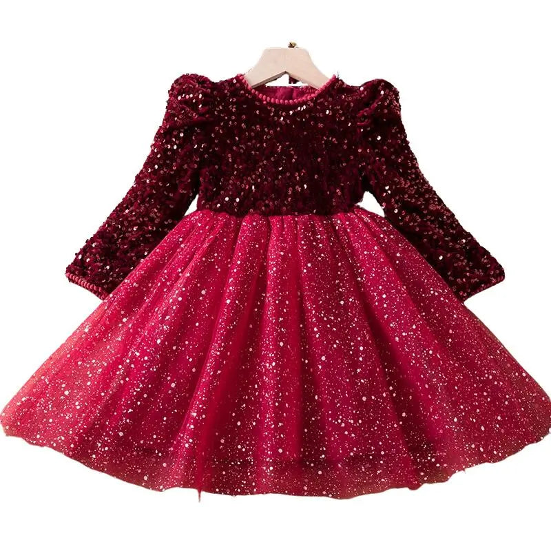 Vestido de Festa Infantil Lantejoulas Vermelho - Vilumagazine