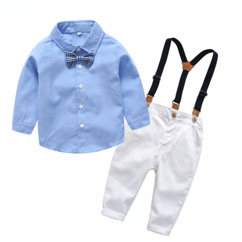 Conjunto Elegante Para Meninos com Suspensórios Branco - Vilumagazine