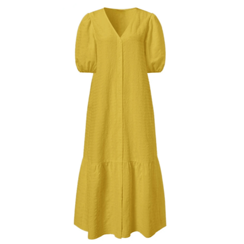 Vestido Camisa Feminino Plus Size Amarelo - Vilumagazine