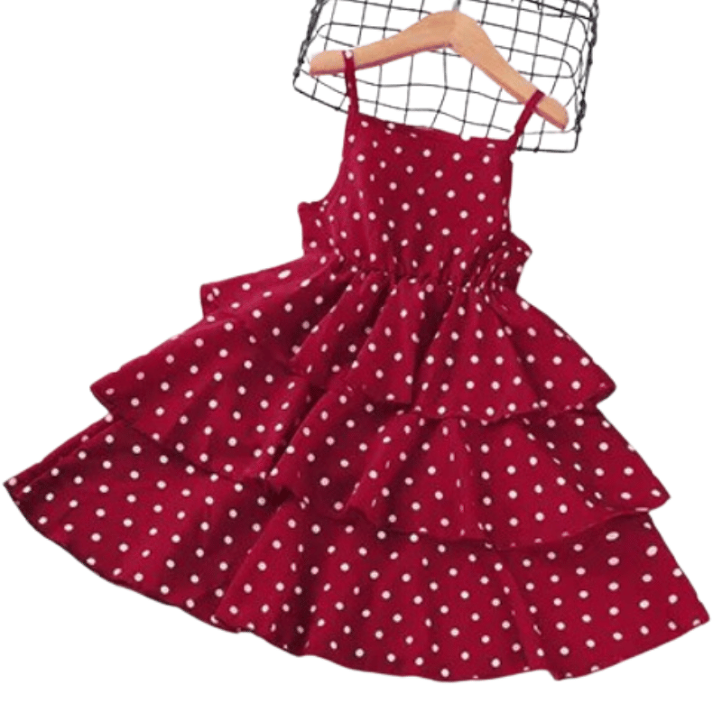 Vestido Infantil Verão de Bolinhas Vermelho - Vilumagazine