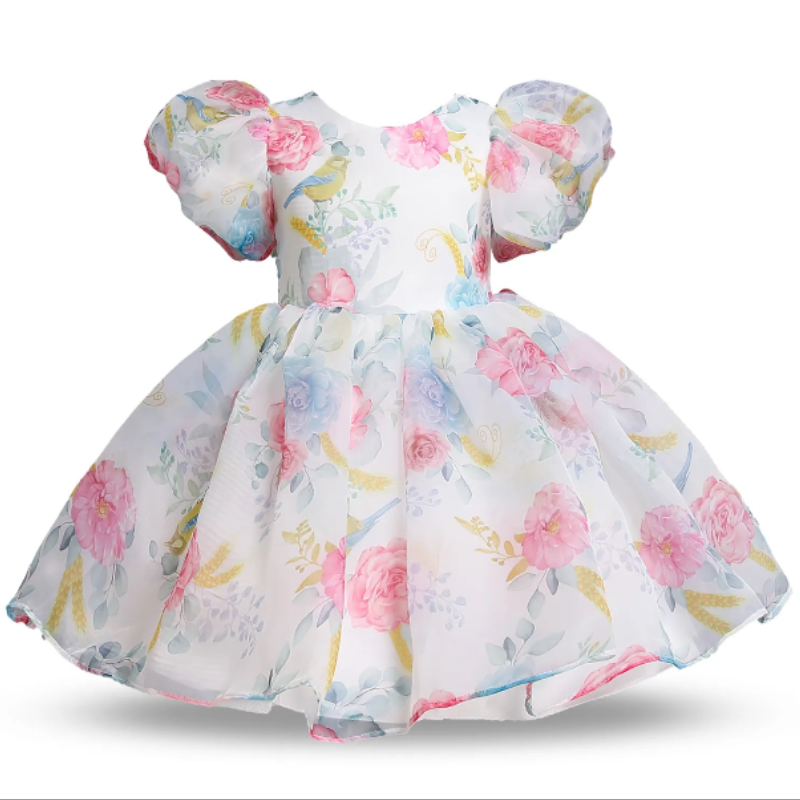 Vestido Fofo Infantil de Tule Florido - Vilumagazine