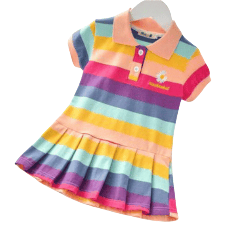 Vestido Infantil Arco-Íris Listrado 1 - Vilumagazine