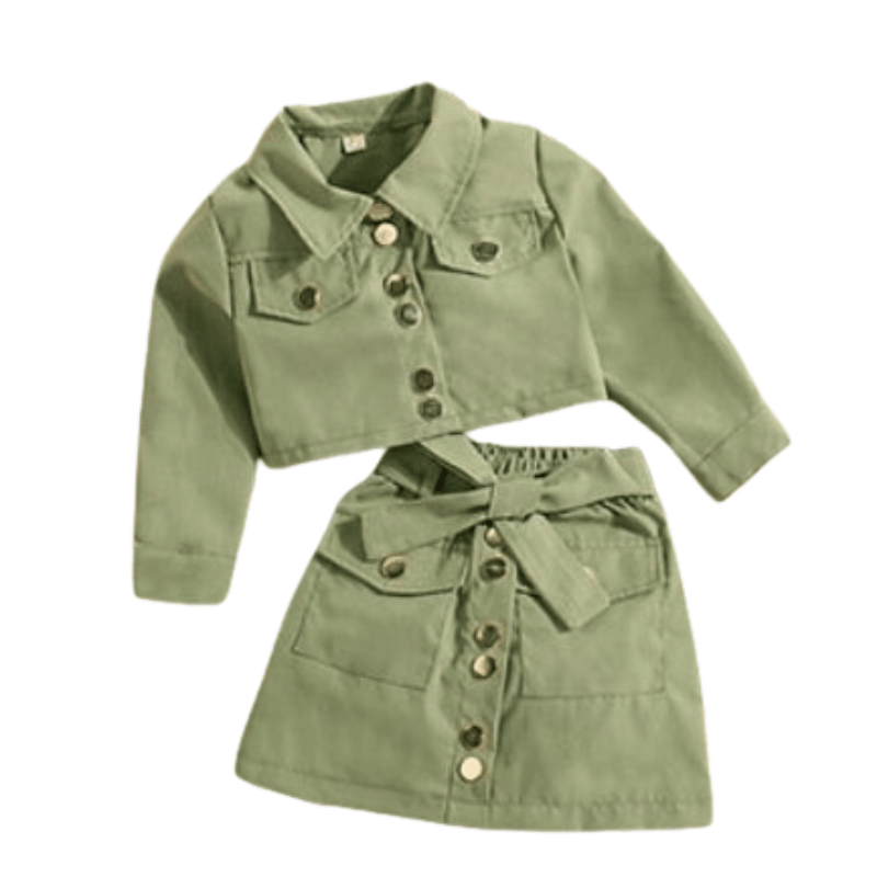 Conjunto Infantil Meninas Saia e Jaqueta Verde - Vilumagazine