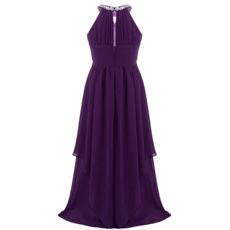 Vestido de Festa Longo de Chiffon Para Adolescentes Roxo - Vilumagazine