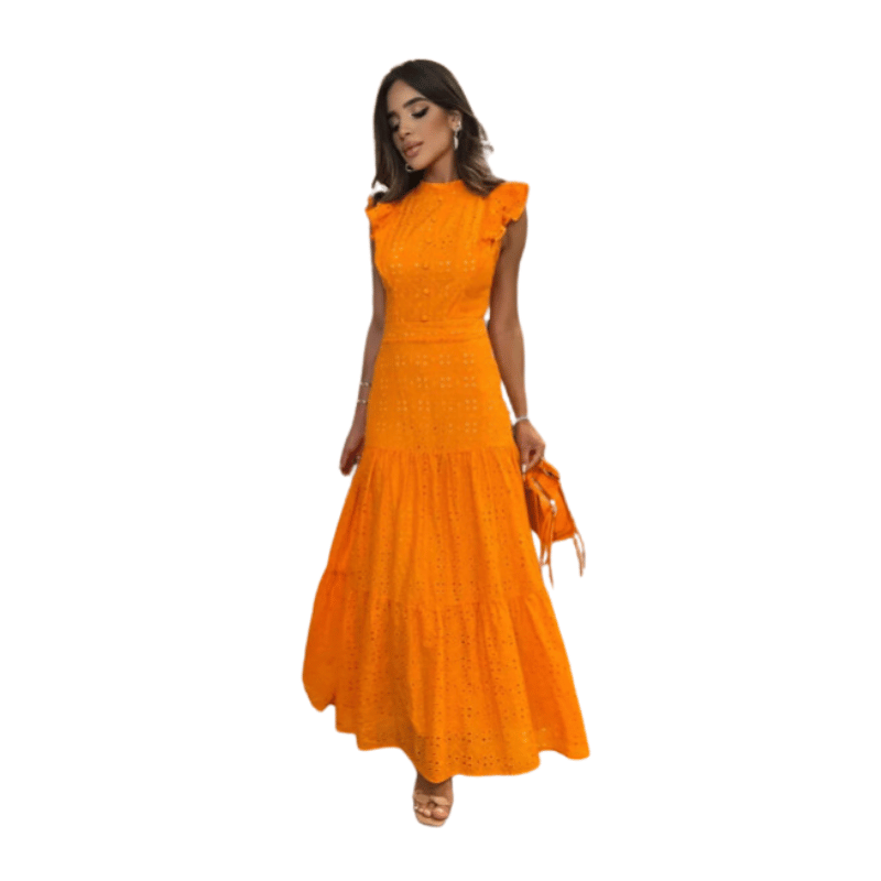 Vestido Feminino Longo Elegante Boêmio Amarelo - Vilumagazine