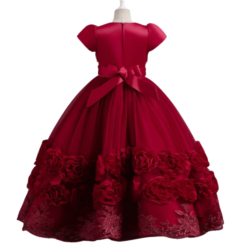 Vestidos de Festa Infantil Grandes Flores Vermelho- Vilumagazine