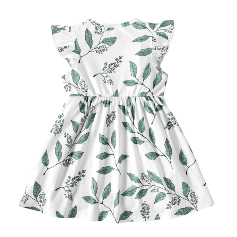 Vestido Infantil Floral Folha Branco-Vilumagazine